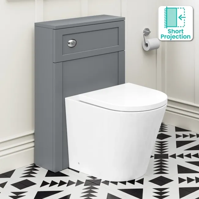 Bermuda Traditional Dove Grey Slimline Back To Wall Unit and Boston Toilet