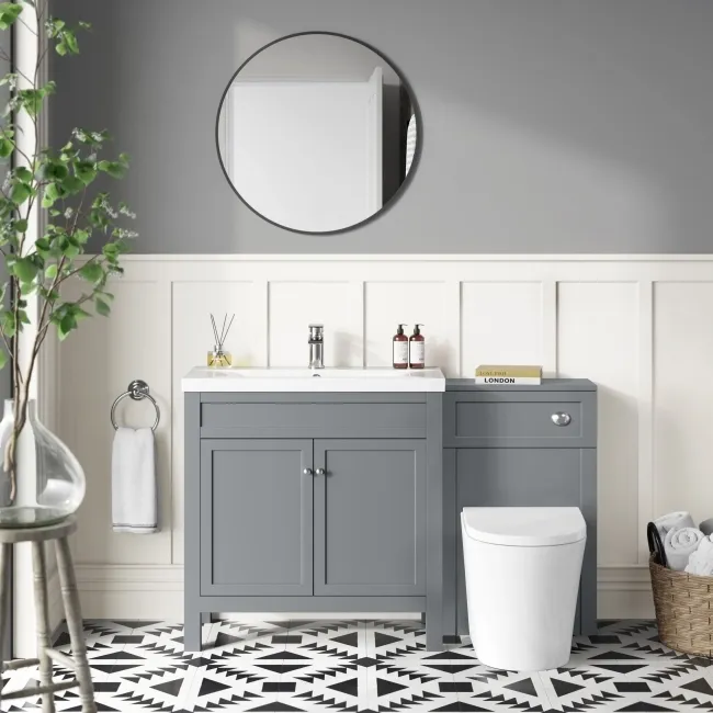 Bermuda Dove Grey Combination Vanity Basin and Boston Toilet 1300mm