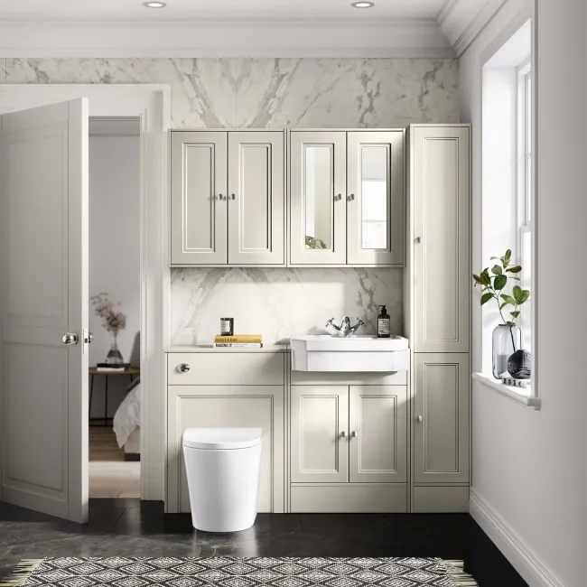 Monaco Chalk White Combination Vanity Traditional Basin and Boston Toilet 1200mm