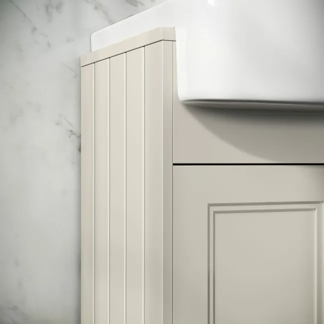 Monaco Chalk White Combination Vanity Basin and Hudson Toilet with Wooden Seat 1200mm