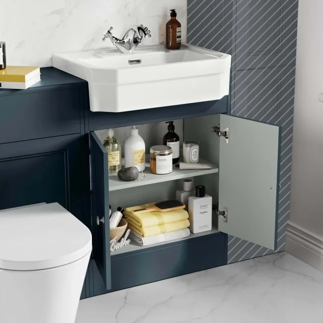 Monaco Inky Blue Combination Vanity Traditional Basin and Boston Toilet 1200mm