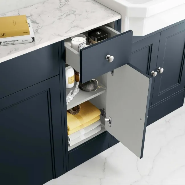 Monaco Inky Blue Combination Vanity Traditional Basin with Marble Top 1500mm (Excludes Pan & Cistern)