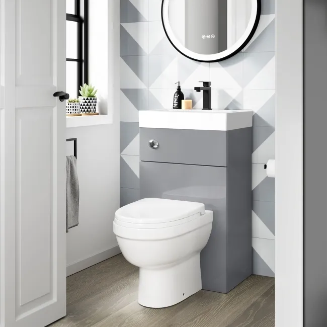 Ohio Stone Grey 2-In-1 Combined Wash Basin & Seattle Toilet 500mm