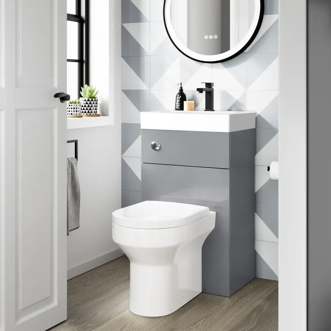 Ohio Stone Grey 2-In-1 Combined Wash Basin & Denver Toilet 500mm