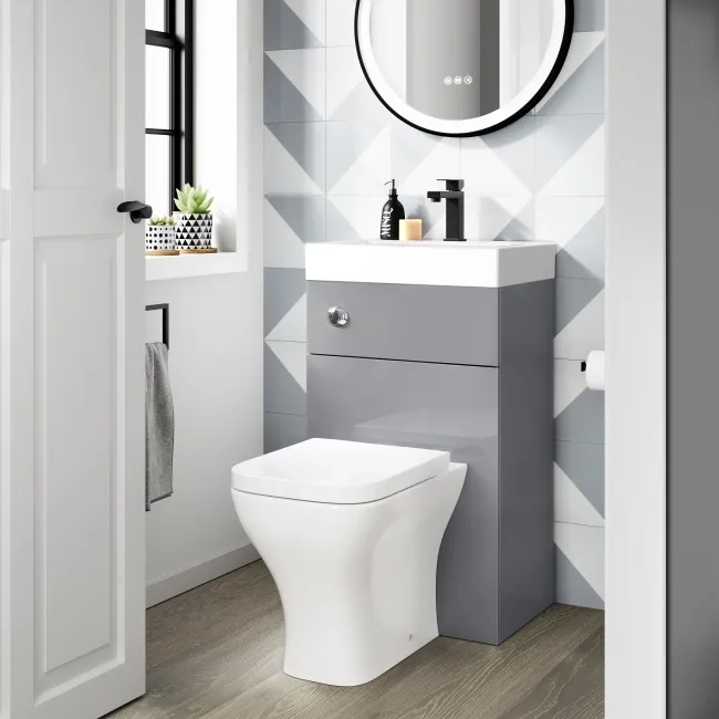 Ohio Stone Grey 2-In-1 Combined Wash Basin & Atlanta Toilet 500mm