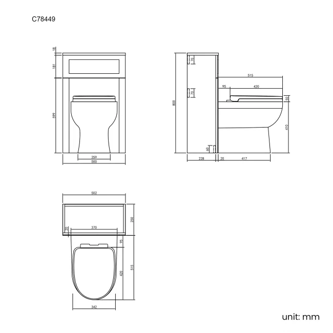 Bermuda Traditional Inky Blue Slimline Back To Wall Unit and Seattle Toilet
