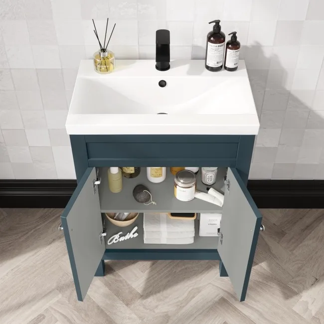 Bermuda Inky Blue Combination Vanity Basin and Boston Toilet 1100mm
