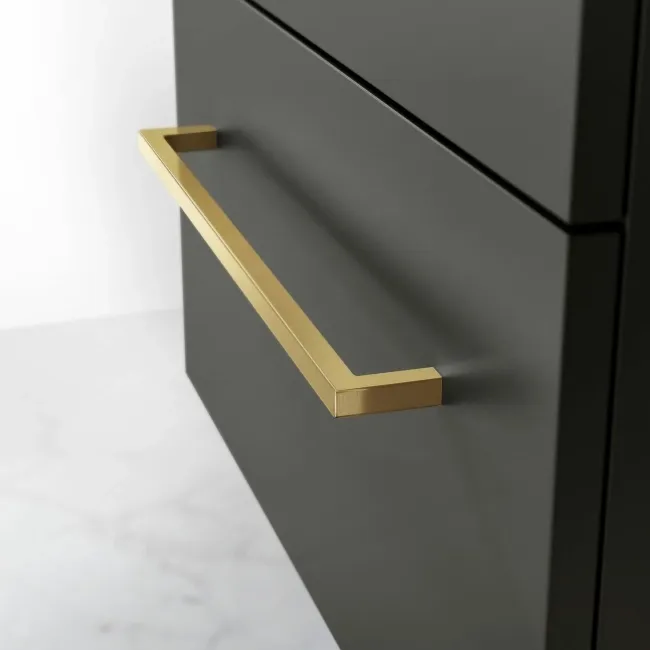 Elba Graphite Grey Wall Hung Drawer 600mm Excludes Counter Top Basin - Brushed Brass Accents