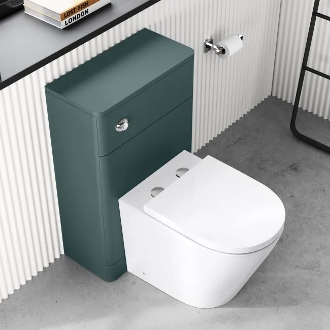Corsica Curved Midnight Green Slimline Back To Wall Unit and Boston Toilet