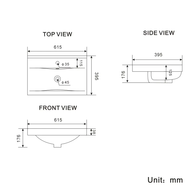 Bermuda Midnight Green Basin Vanity 600mm