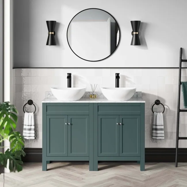Bermuda Midnight Green Vanity with Marble Top & Oval Counter Top Basin 1200mm