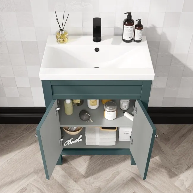 Bermuda Midnight Green Combination Vanity Basin and Boston Toilet 1100mm