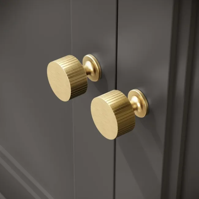 Lucia Graphite Grey Cabinet with Marble Top 1200mm (Excludes Counter Top Basins) - Brushed Brass Accents