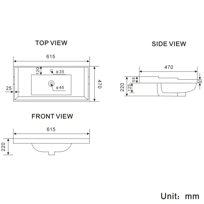 Lucia Inky Blue Basin Vanity 630mm - Brushed Brass Accents