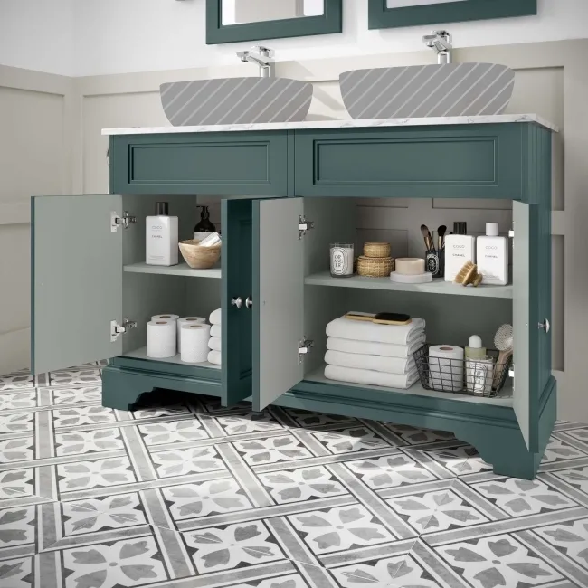 Lucia Midnight Green Cabinet with Marble Top 1200mm - Excludes Counter Top Basins