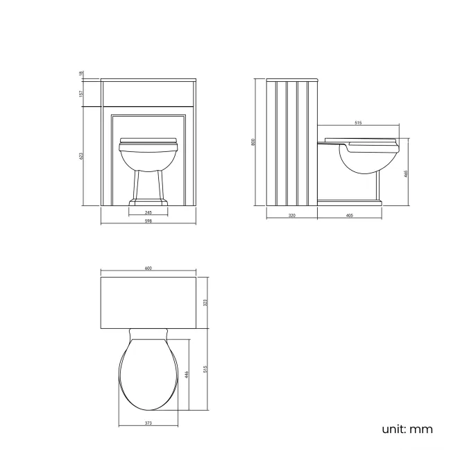 Traditional Midnight Green Back To Wall Unit and Hudson Toilet with Wooden Seat