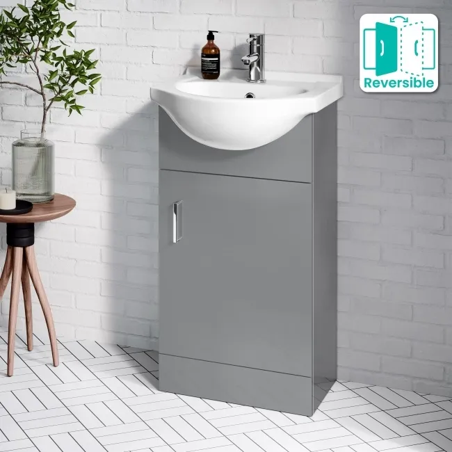 Quartz Stone Grey Cloakroom Vanity with Semi Recessed Basin 450mm