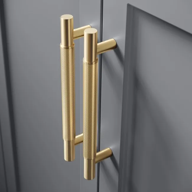 Bermuda Dove Grey Basin Vanity 800mm - Brass Knurled Handles