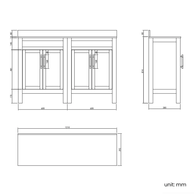 Bermuda Dove Grey Vanity with Marble Top & Oval Counter Top Basin 1200mm - Brass Knurled Handles