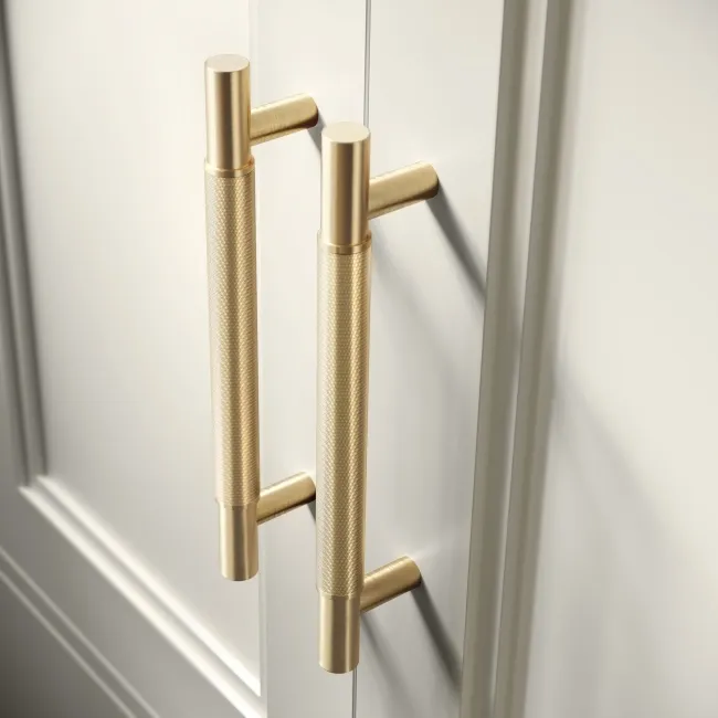 Monaco Chalk White Basin Vanity 600mm - Brass Knurled Handles