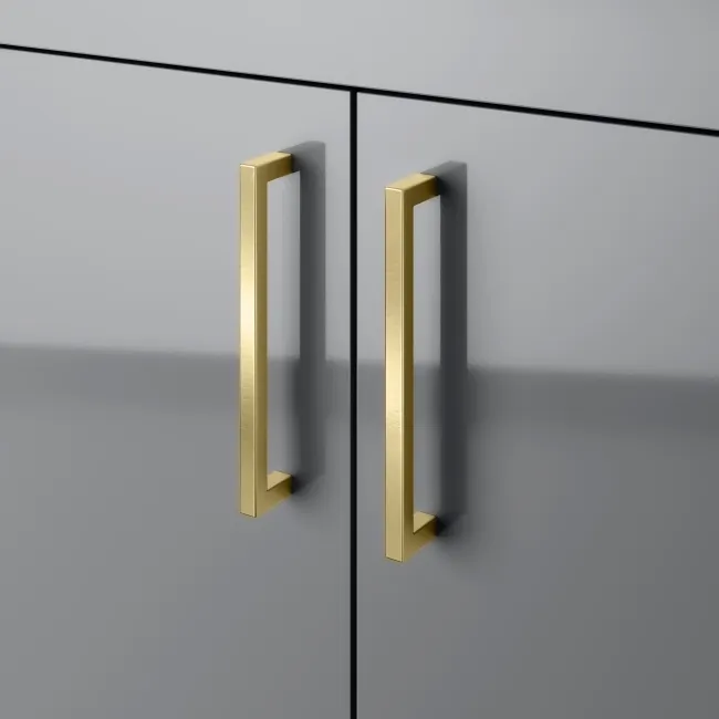 Harper Stone Grey Vanity with Semi Recessed Basin 600mm -Brushed Brass Accents