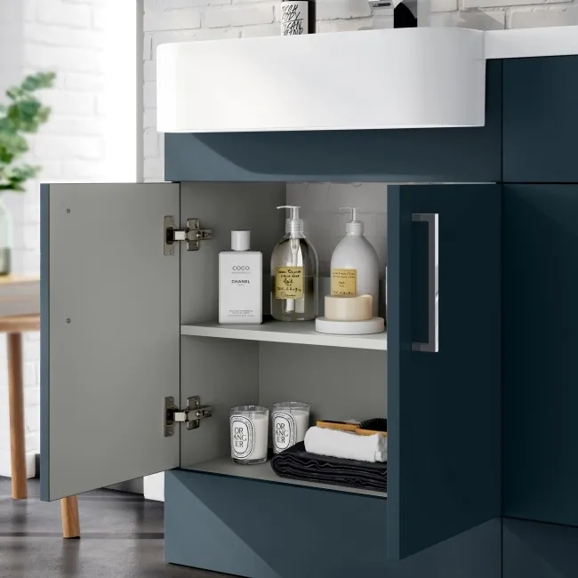 Harper Navy Blue Combination Vanity Basin and Houston Toilet 1200mm - Left Handed