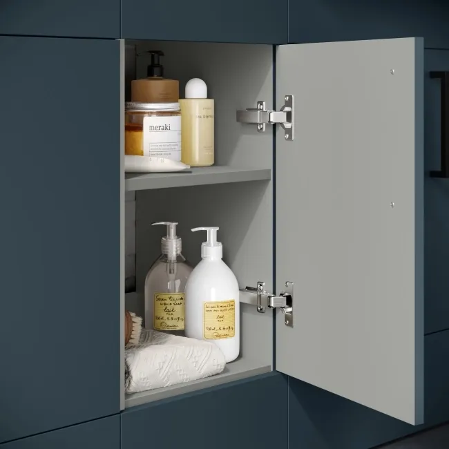 Harper Navy Blue Combination Vanity Basin with Marble Top & Houston Toilet 1500mm - Black Accents