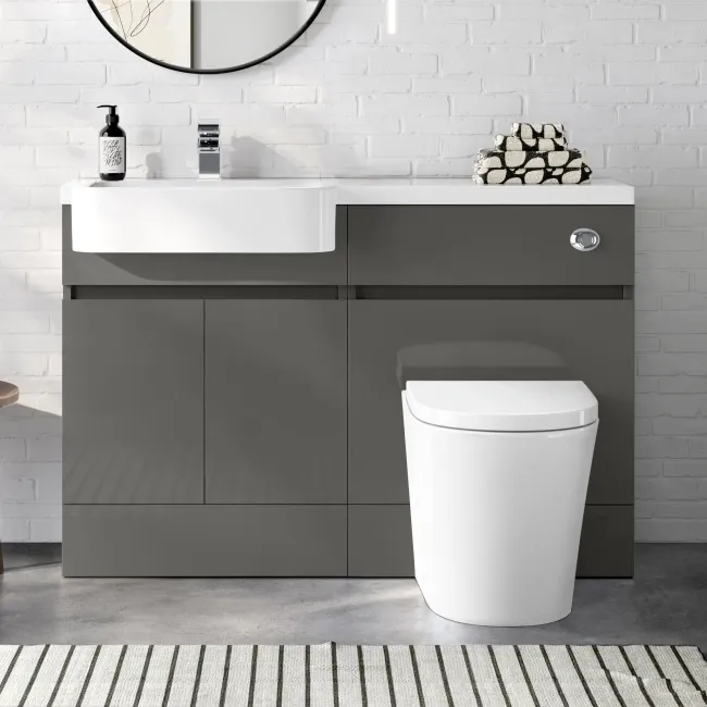 Foster Tungsten Grey Combination Vanity Basin and Boston Toilet 1200mm - Left Handed