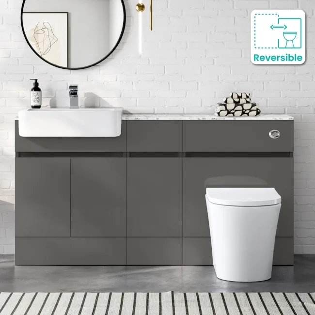 Foster Tungsten Grey Combination Vanity Basin with Marble Top & Tucson Toilet 1500mm