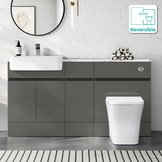 Foster Tungsten Grey Combination Vanity Basin with Marble Top & Houston Toilet 1500mm