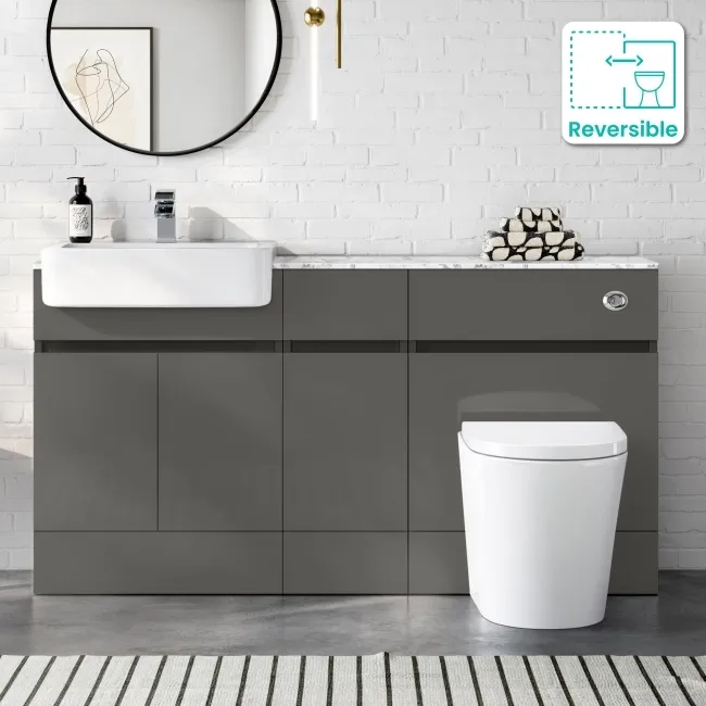 Foster Tungsten Grey Combination Vanity Basin with Marble Top & Boston Toilet 1500mm