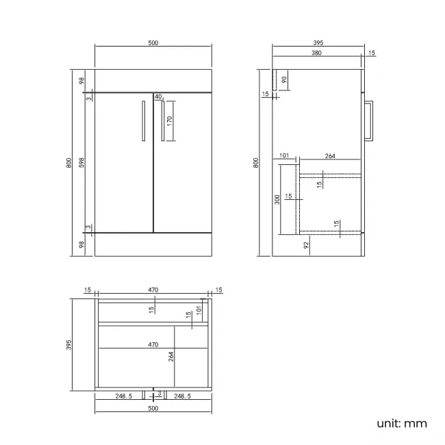 Mersey Gloss White Combination Vanity Basin and Miami Toilet 1000mm