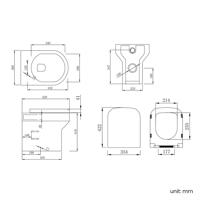 Mersey Gloss White Combination Vanity Basin and Miami Toilet 1000mm