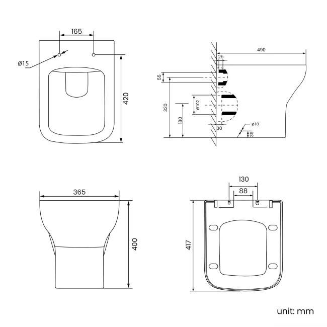 Mersey Gloss White Combination Vanity Basin and Houston Toilet 1100mm