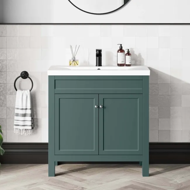 Bermuda Midnight Green Basin Vanity 800mm