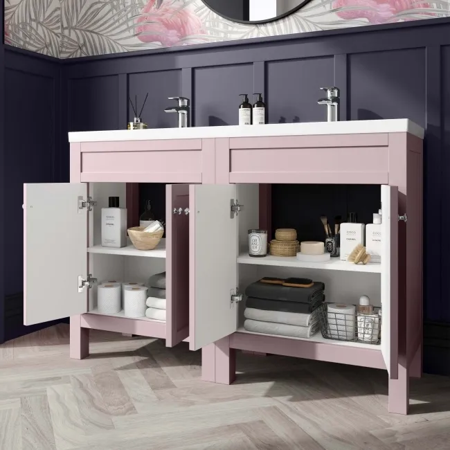 Bermuda Cashmere Pink Double Basin Vanity 1200mm
