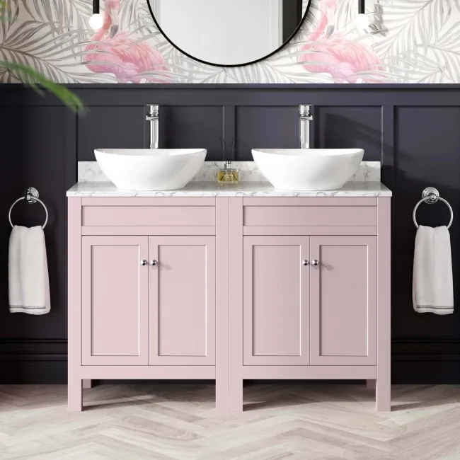 Bermuda Cashmere Pink Vanity with Marble Top & Oval Counter Top Basin 1200mm
