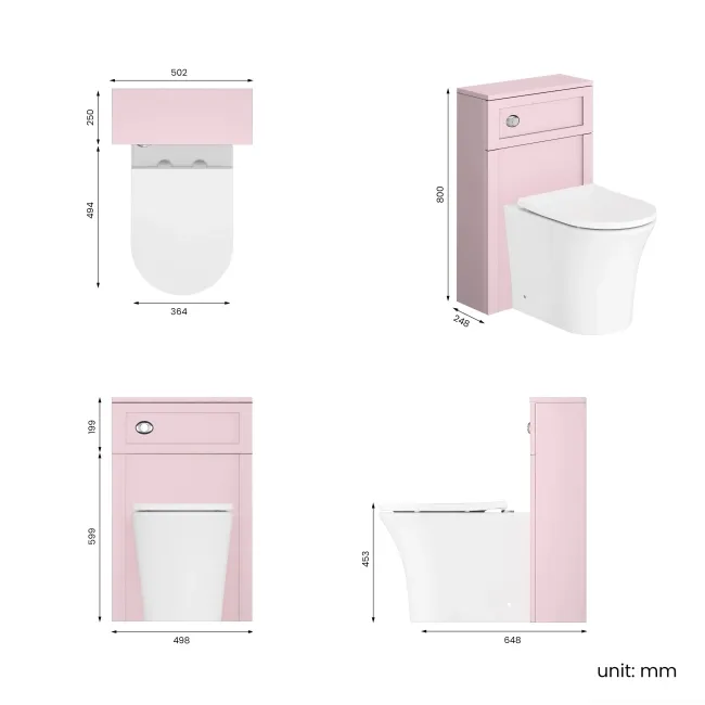 Traditional Cashmere Pink Slimline Back To Wall Unit and Tucson Toilet