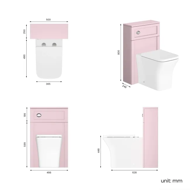 Traditional Cashmere Pink Slimline Back To Wall Unit and Houston Toilet