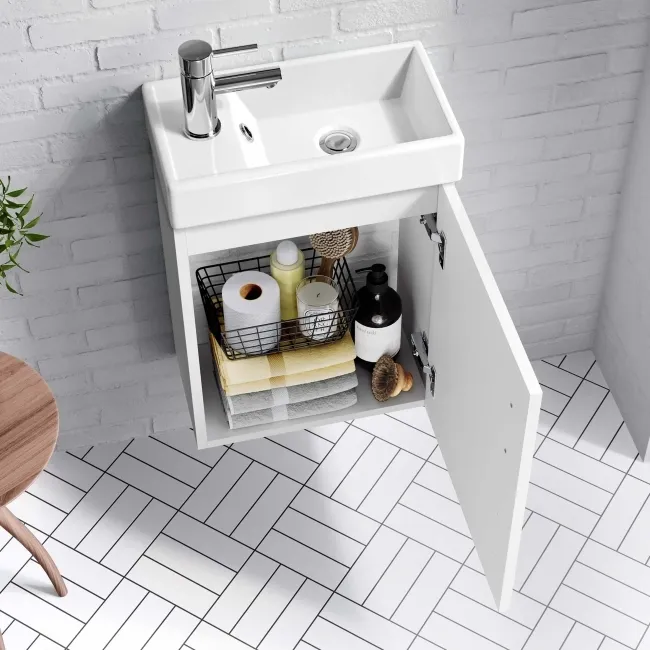 Quartz Gloss White Cloakroom Wall Hung Basin Vanity 400mm