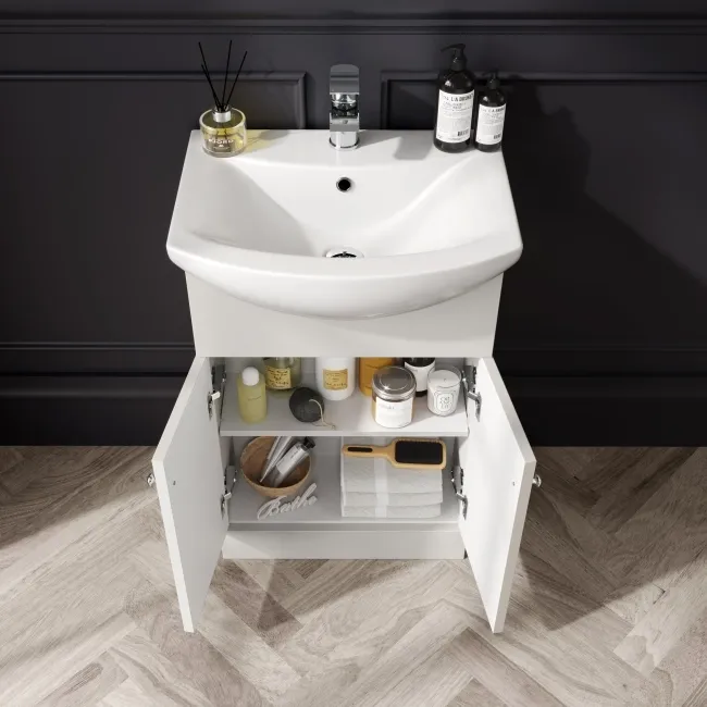 Capri Cotton White Combination Vanity Basin and Houston Toilet 1050mm - Chrome Handles