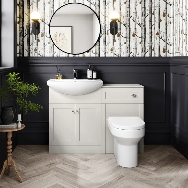 Capri Cotton White Combination Vanity Basin and Denver Toilet 1150mm - Chrome Handles