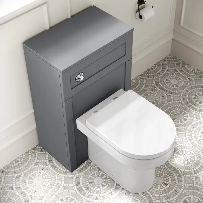 Capri Fog Grey Combination Vanity Basin and Denver Toilet 1050mm - Chrome Handles