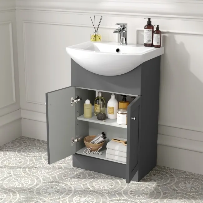 Capri Slate Grey Combination Vanity Basin and Denver Toilet 1050mm - Chrome Handles