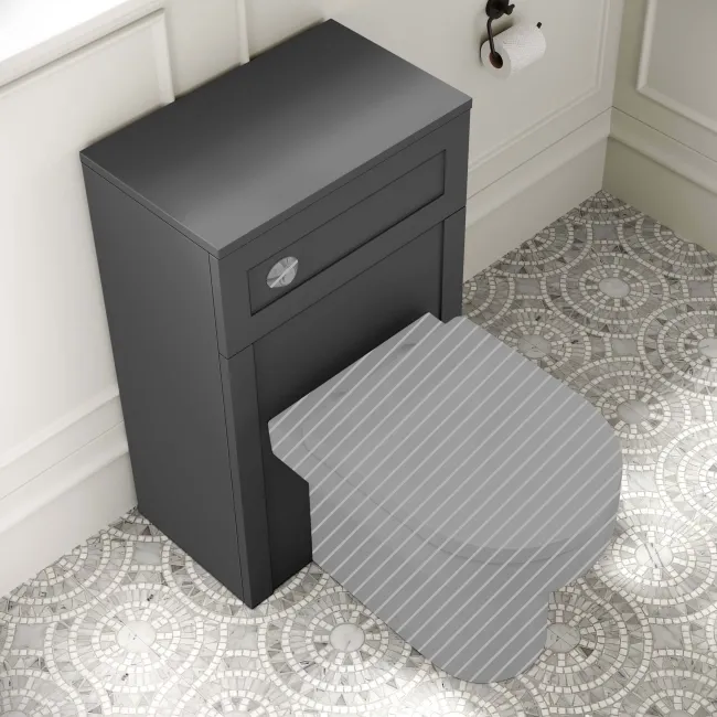 Capri Slate Grey Basin Vanity and Back To Wall Unit 1150mm (Excludes Toilet) - Chrome Handles