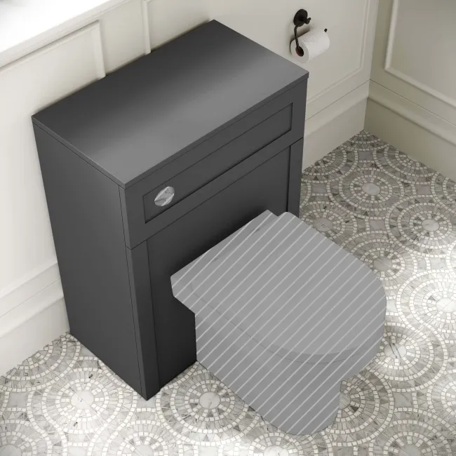 Capri Slate Grey Basin Vanity and Back To Wall Unit 1350mm (Excludes Toilet) - Chrome Handles