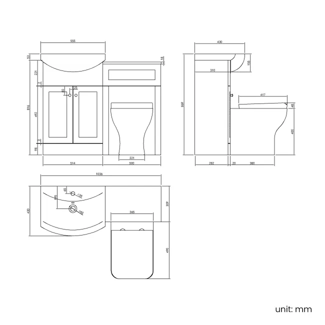 Capri Mystic Green Combination Vanity Basin and Houston Toilet 1050mm - Chrome Handles