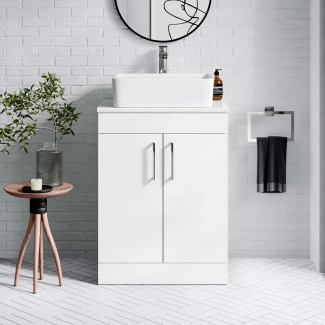 Mersey Gloss White Vanity with Troy Basin 600mm