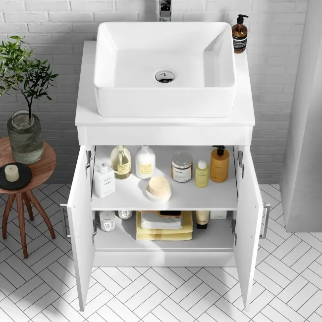 Mersey Gloss White Vanity with Troy Basin 600mm