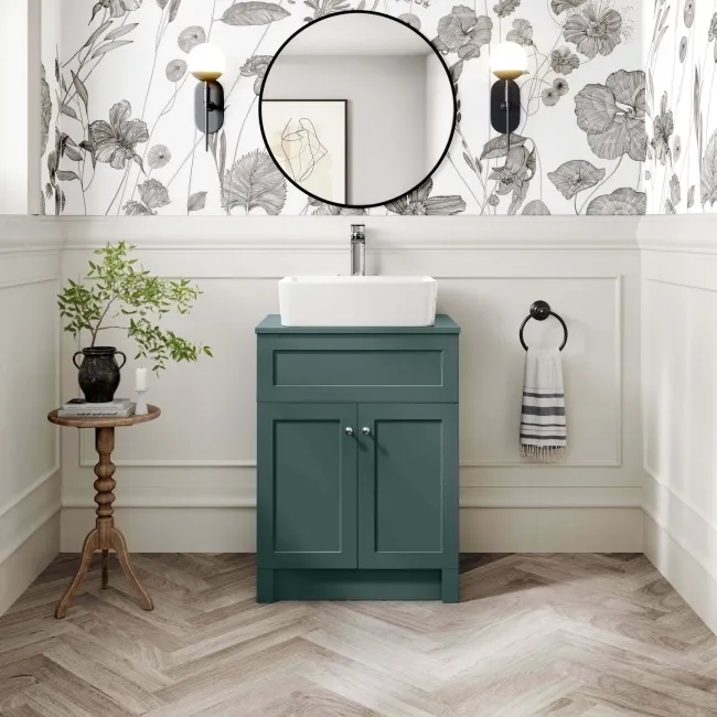 Milos Mystic Green Vanity with Troy Basin 600mm - Chrome Handles